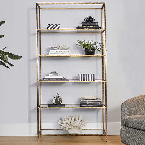 Heston 100x200cm Shelving Unit - Brass