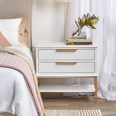 Aimee 76x70cm Bedside Table - White
