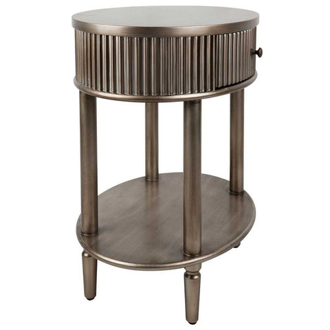 Arielle 55x66cm Oval Bedside Table - Antique Gold