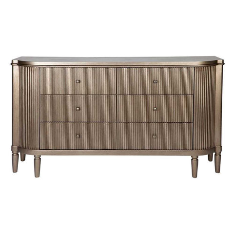 Arielle 160cm 6 Drawer Chest - Antique Gold