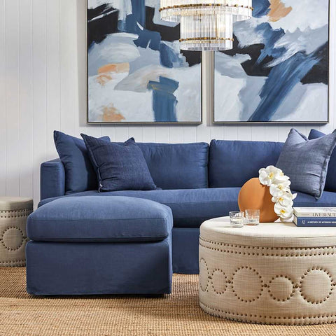 Birkshire 3 Seater Slip Cover Sofa - Navy Linen - OUTLET NSW