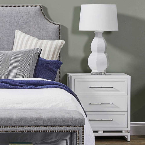 Pearl 60x66cm Bedside Table - Large White - OUTLET NSW