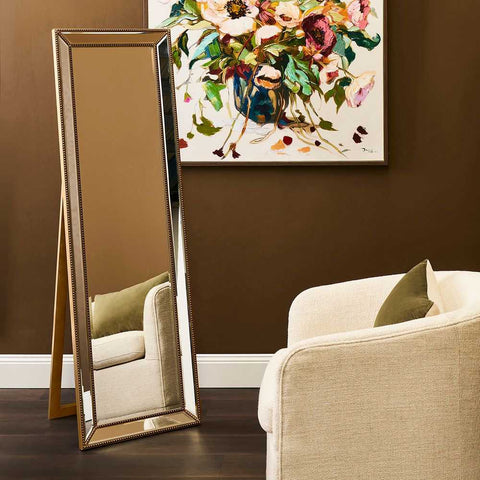 Zeta 48x155cm Cheval Mirror - Antique Gold