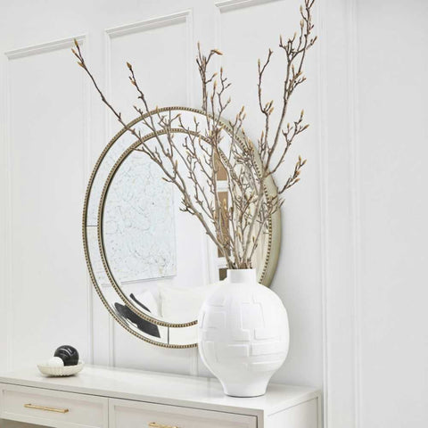 Zeta 60x60cm Round Wall Mirror - Antique Silver