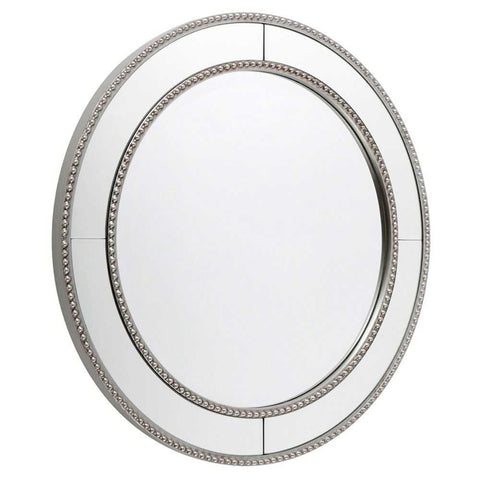 Zeta 60x60cm Round Wall Mirror - Antique Silver