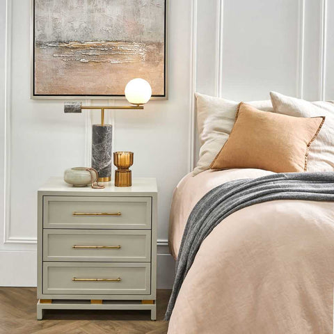Pearl 60x66cm Bedside Table - Grey