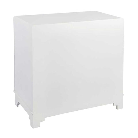 Greek Key 70x69cm Bedside Table - White
