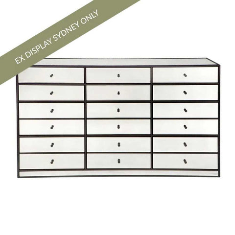 Brentwood 150cm 12 Drawer Mirrored Chest - OUTLET NSW