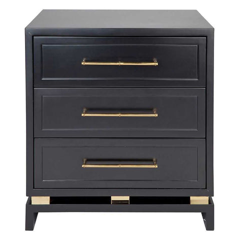 Pearl 60x66cm Bedside Table - Black