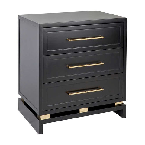 Pearl 60x66cm Bedside Table - Black