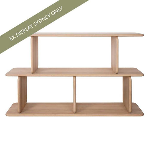 Tudor 160x100cm Oak Shelving Unit - 2 Tier Natural - OUTLET NSW