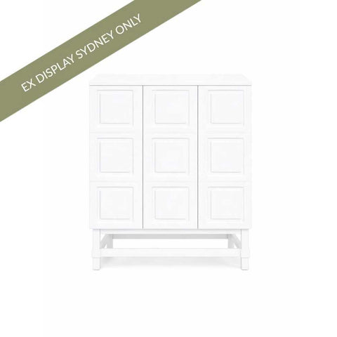 Saxon 55x65cm 3 Drawer Bedside Table - White - OUTLET NSW
