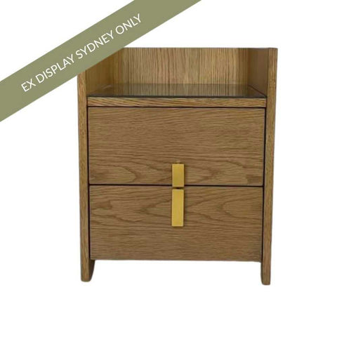 Valerie 40x50cm Bedside Table - Petite Natural Oak - OUTLET NSW