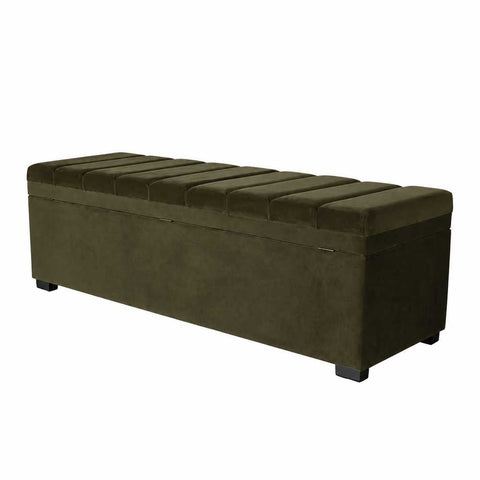 Soho Storage Bench Ottoman - Olive Velvet - Ottomans and Stools - Eleganté