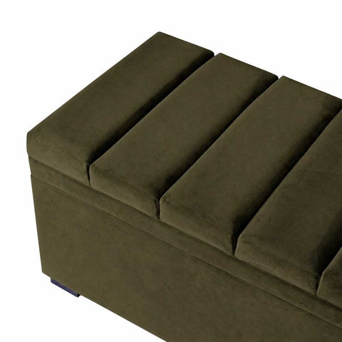 Soho Storage Bench Ottoman - Olive Velvet - Ottomans and Stools - Eleganté
