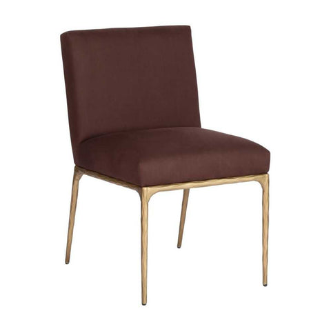 Heston Brass Dining Chair - Chocolate Linen - Dining Chairs - Eleganté