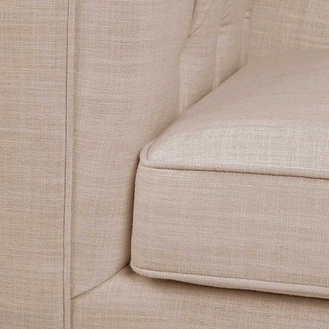 Tuxedo 3 Seater Tufted Sofa - Fawn Linen - Tuxedo 3 Seater Tufted Sofa - Fawn Linen - Eleganté