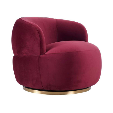 Tubby Swivel Arm Chair - Mulberry Velvet - Occasional Chairs - Eleganté