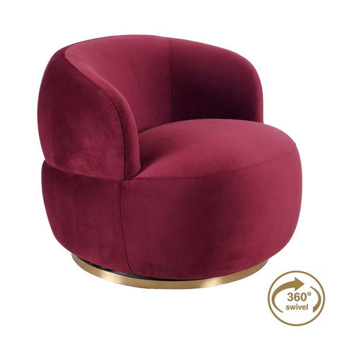 Tubby Swivel Arm Chair - Mulberry Velvet - Occasional Chairs - Eleganté