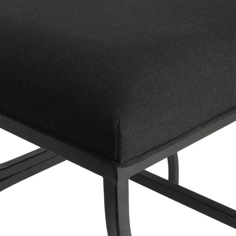 Novak Black Iron Stool - Black Linen - Ottomans and Stools - Eleganté