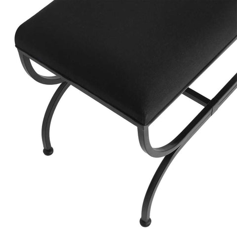 Novak Black Iron Stool - Black Linen - Ottomans and Stools - Eleganté