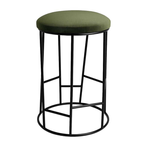 Aiden Black Steel Kitchen Stool - Moss Velvet - Kitchen and Bar Stools - Eleganté