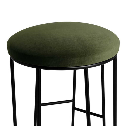 Aiden Black Steel Kitchen Stool - Moss Velvet - Kitchen and Bar Stools - Eleganté