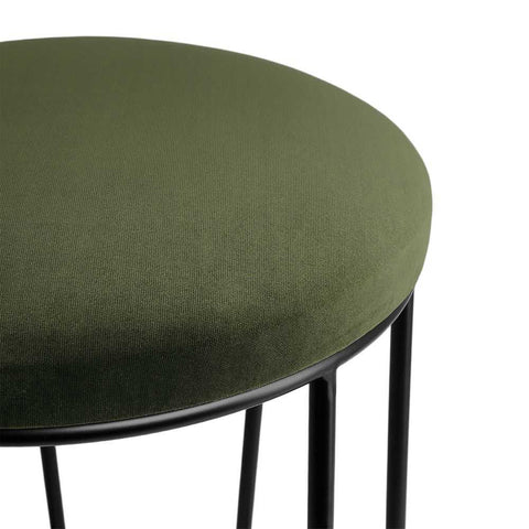 Aiden Black Steel Kitchen Stool - Moss Velvet - Kitchen and Bar Stools - Eleganté