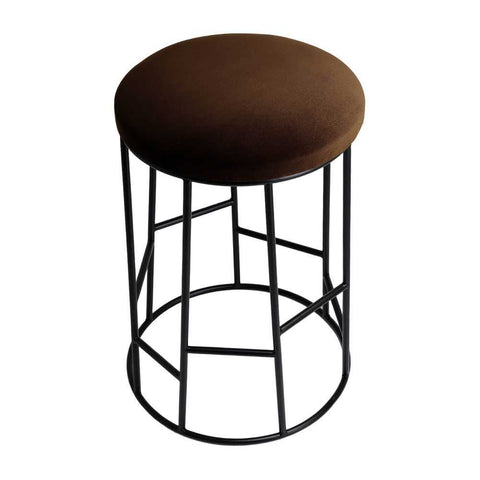 Aiden Black Steel Kitchen Stool - Dark Chocolate Velvet - Kitchen and Bar Stools - Eleganté
