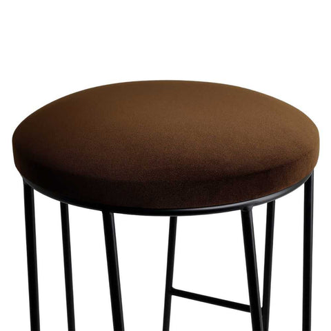 Aiden Black Steel Kitchen Stool - Dark Chocolate Velvet - Kitchen and Bar Stools - Eleganté