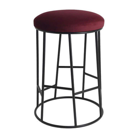 Aiden Black Steel Kitchen Stool - Mulberry Velvet - Kitchen and Bar Stools - Eleganté