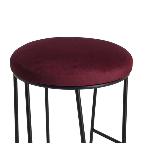 Aiden Black Steel Kitchen Stool - Mulberry Velvet - Kitchen and Bar Stools - Eleganté