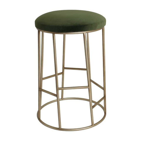 Aiden Gold Steel Kitchen Stool - Moss Velvet - Kitchen and Bar Stools - Eleganté