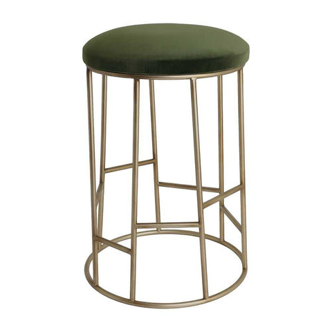 Aiden Gold Steel Kitchen Stool - Moss Velvet - Kitchen and Bar Stools - Eleganté