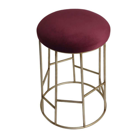 Aiden Gold Steel Kitchen Stool - Mulberry Velvet - Kitchen and Bar Stools - Eleganté