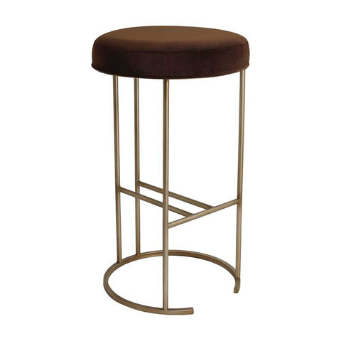 Blackley Gold Iron Kitchen Stool - Dark Chocolate Velvet - Kitchen and Bar Stools - Eleganté