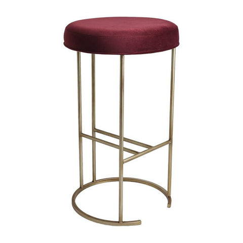 Blackley Gold Iron Kitchen Stool - Mulberry Velvet - Kitchen and Bar Stools - Eleganté