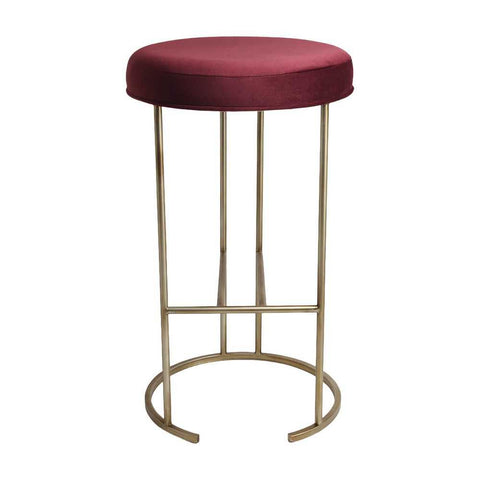 Blackley Gold Iron Kitchen Stool - Mulberry Velvet - Kitchen and Bar Stools - Eleganté