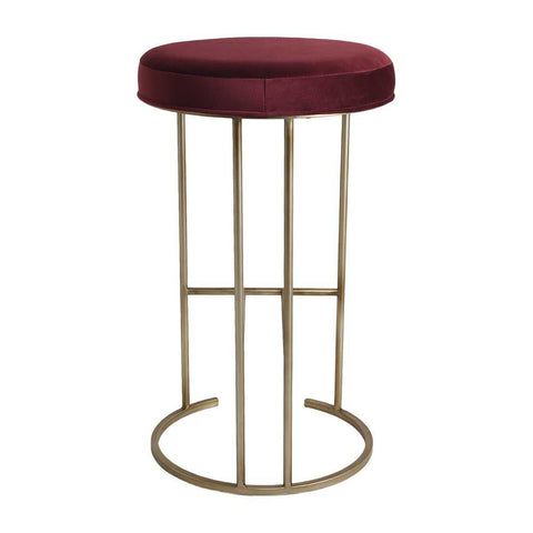 Blackley Gold Iron Kitchen Stool - Mulberry Velvet - Kitchen and Bar Stools - Eleganté