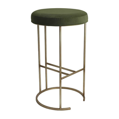Blackley Gold Iron Kitchen Stool - Moss Velvet - Kitchen and Bar Stools - Eleganté