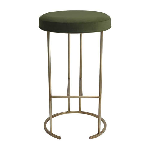 Blackley Gold Iron Kitchen Stool - Moss Velvet - Kitchen and Bar Stools - Eleganté