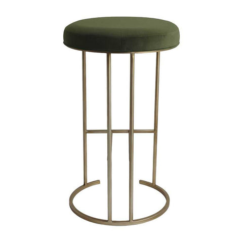 Blackley Gold Iron Kitchen Stool - Moss Velvet - Kitchen and Bar Stools - Eleganté