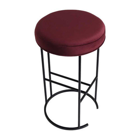 Blackley Black Iron Kitchen Stool - Mulberry Velvet - Kitchen and Bar Stools - Eleganté