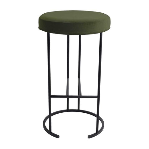 Blackley Black Iron Kitchen Stool - Moss Velvet - Kitchen and Bar Stools - Eleganté