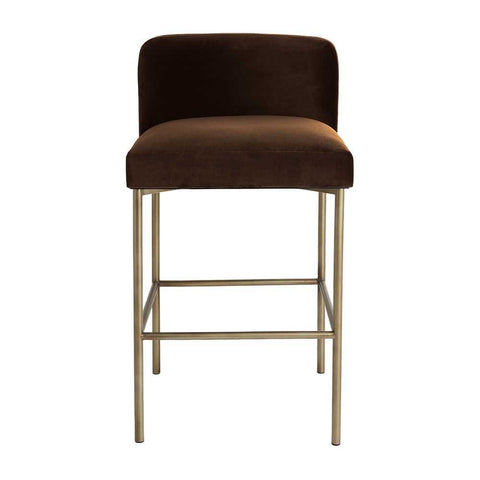 Leon Kitchen Stool - Dark Chocolate Velvet - Kitchen and Bar Stools - Eleganté