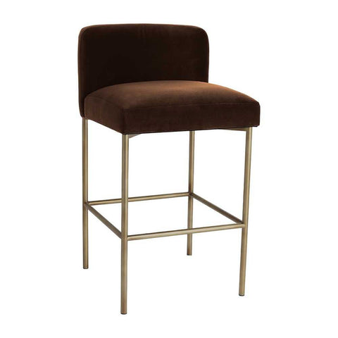Leon Kitchen Stool - Dark Chocolate Velvet - Kitchen and Bar Stools - Eleganté