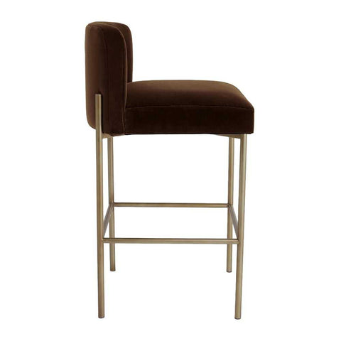 Leon Kitchen Stool - Dark Chocolate Velvet - Kitchen and Bar Stools - Eleganté