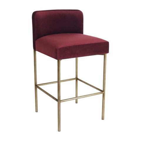 Leon Kitchen Stool - Mulberry Velvet - Kitchen and Bar Stools - Eleganté
