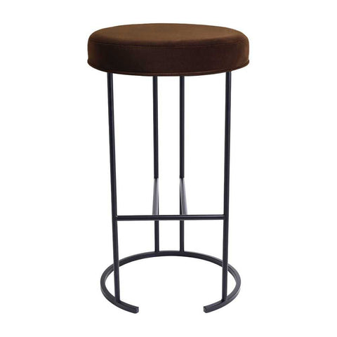 Blackley Black Iron Kitchen Stool - Dark Chocolate Velvet - Kitchen and Bar Stools - Eleganté