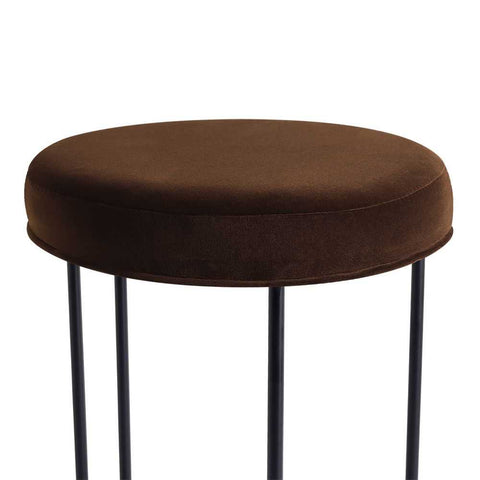 Blackley Black Iron Kitchen Stool - Dark Chocolate Velvet - Kitchen and Bar Stools - Eleganté